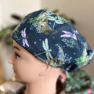 Dragonfly scrub hat for women, pretty scrub cap, scrub cap, dental surgeon cap, vet nurse cap, adjustable scrub cap Australia