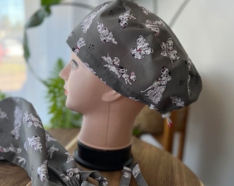 Dalmations - Operating room scrub hat, Australian paediatric theatre cap, Vet nurse surgical dental skull cap, Ecofriendly, reusable & fun!