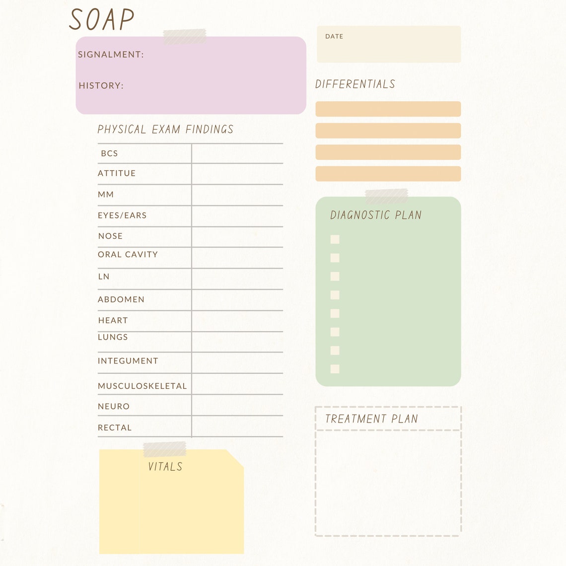 Veterinary SOAP Template Easy Download Digital SOAP Vetmed Record Veterinary SOAP Template Easy Download Digital SOAP Vetmed Record