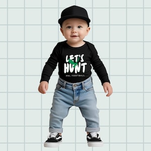Let’s Hunt Baby Onesie, Long Sleeve Eagles Outfit, Philadelphia Football Infant Bodysuit
