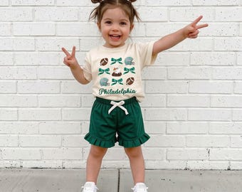Fußball-T-Shirt für Kleinkinder und Mädchen, Coquette Bows Philadelphia Tee Philly Game Day Kinder-Top