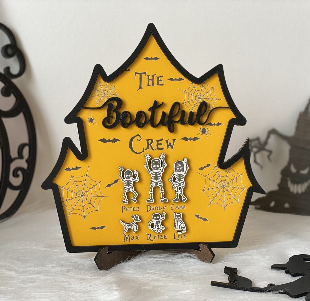 Personalized Skeleton Family Halloween Wood Sign Custom Etsy