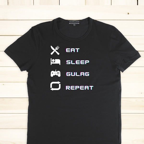 Eat Sleep Game Repeat Call of duty Gulag Gaming Tee Shirt