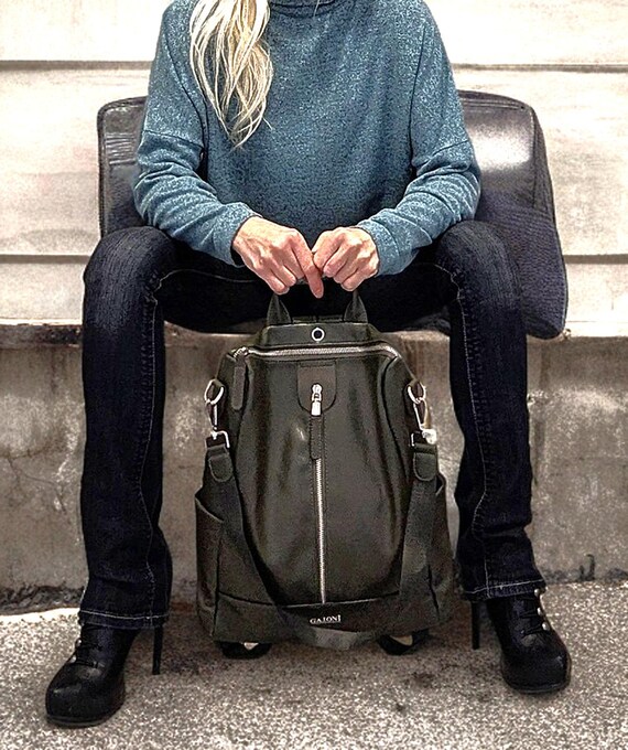 Faux Leather Anti-Theft Backpack with 9 Pockets, Convertible Shoulder Bag Amazon.com: Missnine Backpack Purse for Women, PU Leather  main image 3