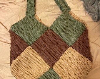 Square patchwork tote bag