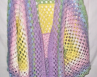 Crochet Granny Square Cardigan Handmade Boho Sweater