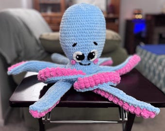 22” Hand Crocheted Large Octopus Plush Plushie