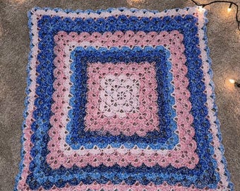 Hand Crocheted Granny Square Baby Blanket (30" x 30")