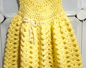Hand Crocheted Infant Newborn Baby Dress Fits 0-3 Months