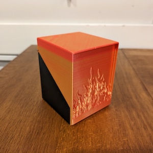 3D Printable Flames Deck Box - .STL file for 100-card Commander deck box for MTG or other TCGs