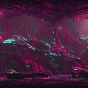 Futuristic Alien Cavern Art Canvas Piece