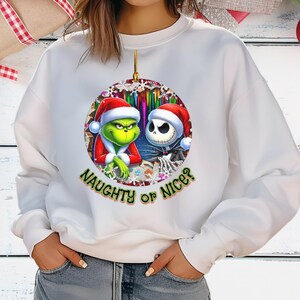 Grinch & Jack Skellington Christmas Sweater – Funny Holiday Sweatshirt White