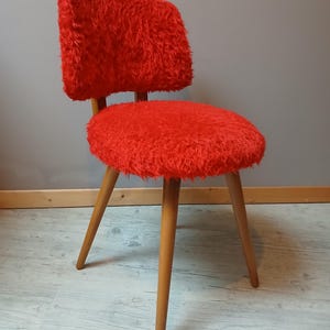 Petit Siège Vintage Années 70 – Tissu Orange – Design Rétro