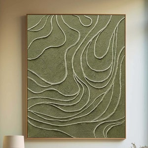 Green Texture Painting Large Green Abstract Canvas Art Wabi Sabi Wall Art Olive Green Abstract Minimalist Painting Neutral Texture Wall Art