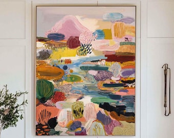 Contemporary Abstract Wall Art Colorful Textured Painting Organic Modern Decor