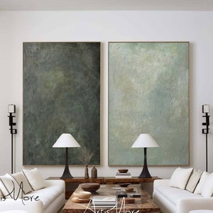 Sage Green Abstract Texture Painting Set: Minimalist Modern Wall Art