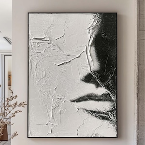 Abstract Woman Faceless Painting Large Abstract Portrait Canvas Art Black & White Texture Painting Female Figure Painting Fashion Artwork