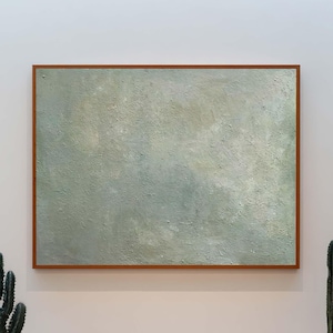 Sage Green Minimalist Abstract Painting Large Textured Canvas Art Organic Modern Decor