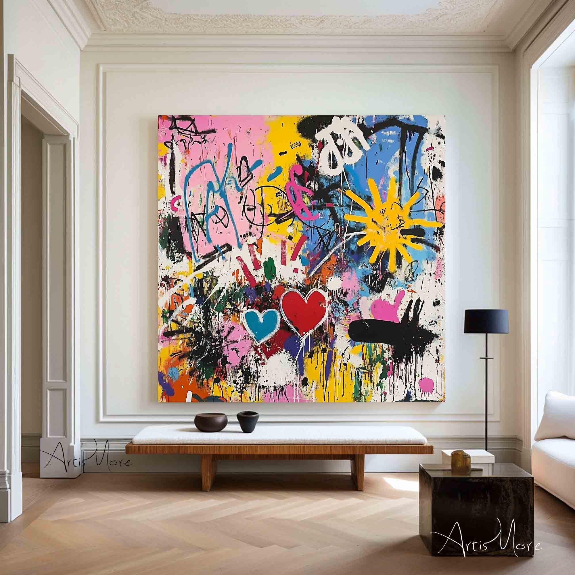 Colorful Abstract Graffiti Painting Large Pop Art Canvas