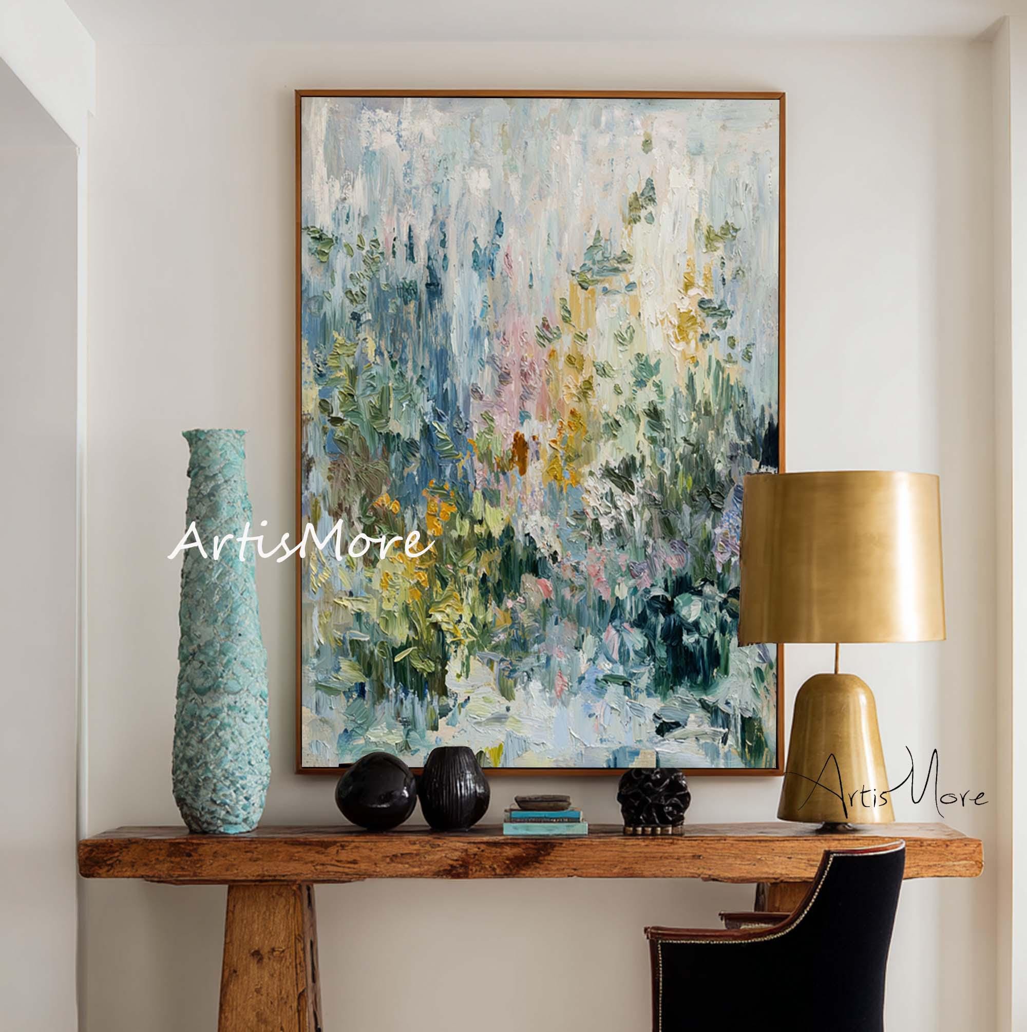 Original Impasto Abstract Floral Oil Painting Large Textured Garden ...