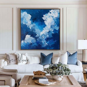 Texture Cloud Painting on Canvas Abstract Blue Sky Art Large Texture ...