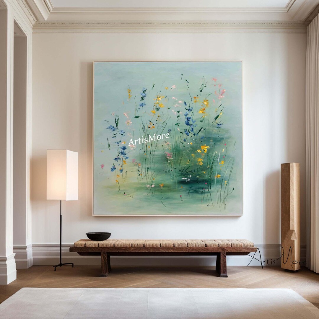 Abstract Floral Garden Painting Lush Floral Landscape Canvas Art Serene ...