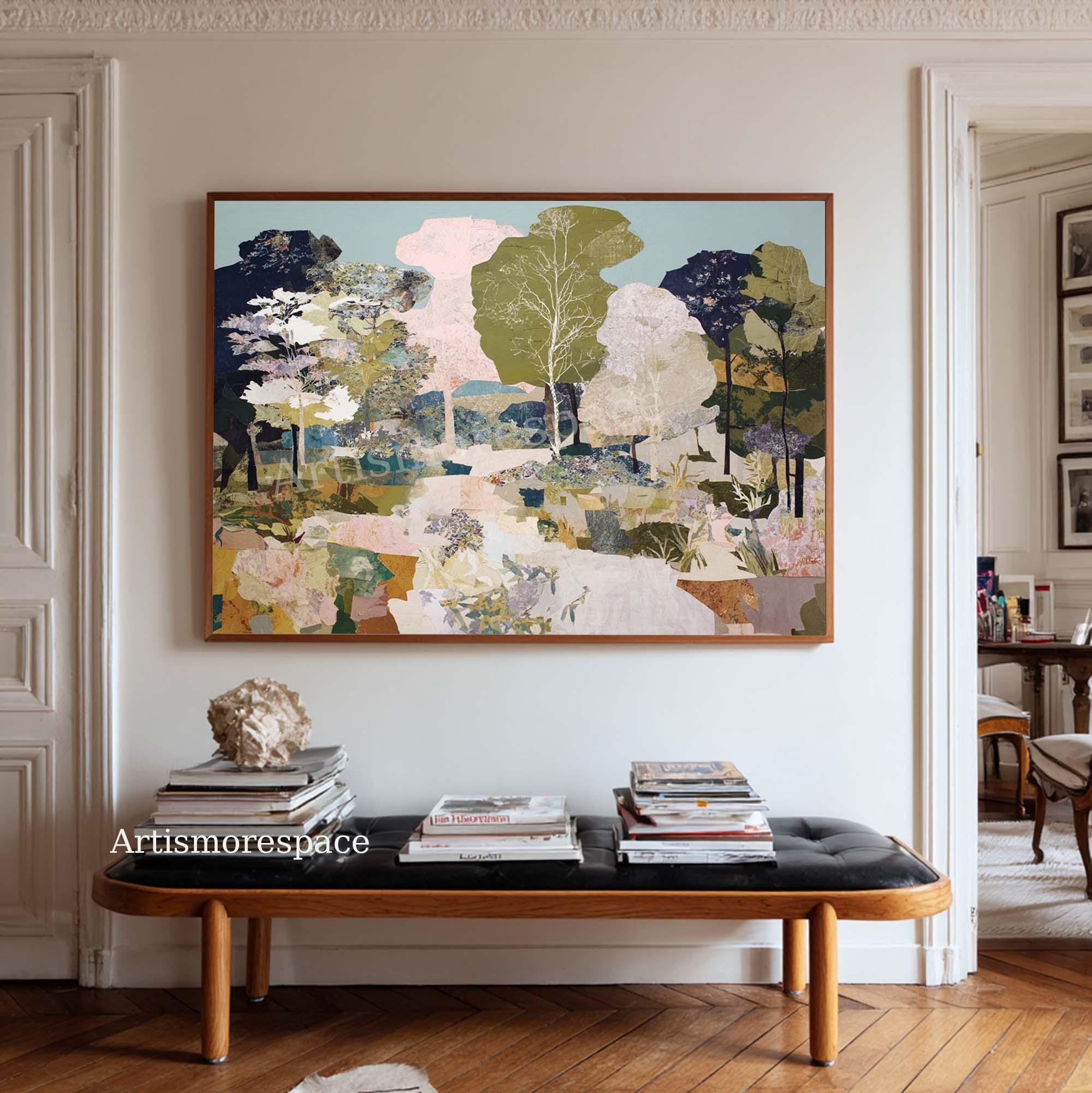 Large Abstract Landscape Oil Painting Modern Nature Wall Art Colorful ...