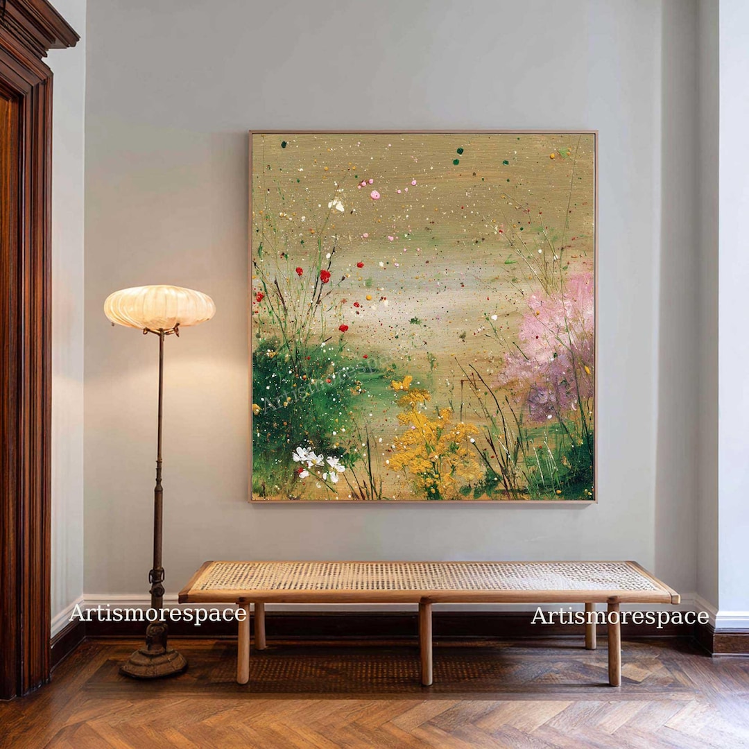 Large Textured Floral Field Canvas Art Wildflower Meadow Abstract ...