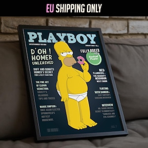 Poster parodia sexy di Homer – Fan Art in stile rivista retrò – Formato 30x40 o 50x70 cm – Umorismo sulla cultura pop – Consegna solo in Europa