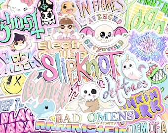 Niedliche Metal-Rock-Sticker – Lustige Kawaii-Goth-Emo-Sticker, Musikgeschenk, personalisierbare Sets, Computerdeko, Punkrock