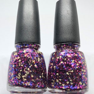 china glaze nail polish glimmer more discontinued lacquers 2 bottles lot multi junky glitters