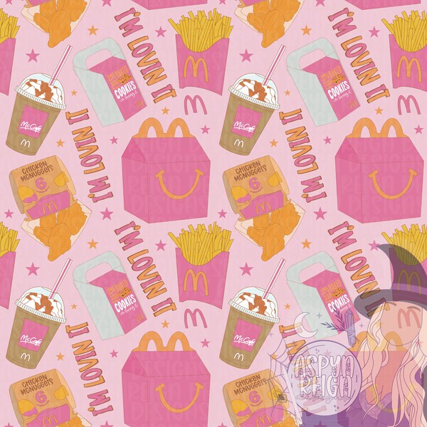 Pink Fast Food Seamless File | Golden Arch Fast Food Seamless File | Seamless Files | Repeating File | Seamless Pattern | Fabric Sublimation