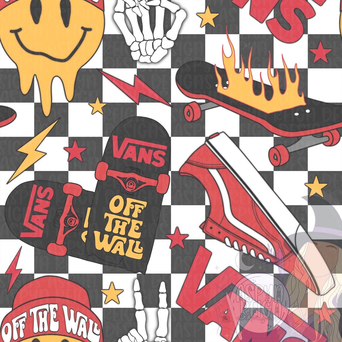 Black Checkered Vans Boy Seamless Files Repeating File Seamless Pattern ...