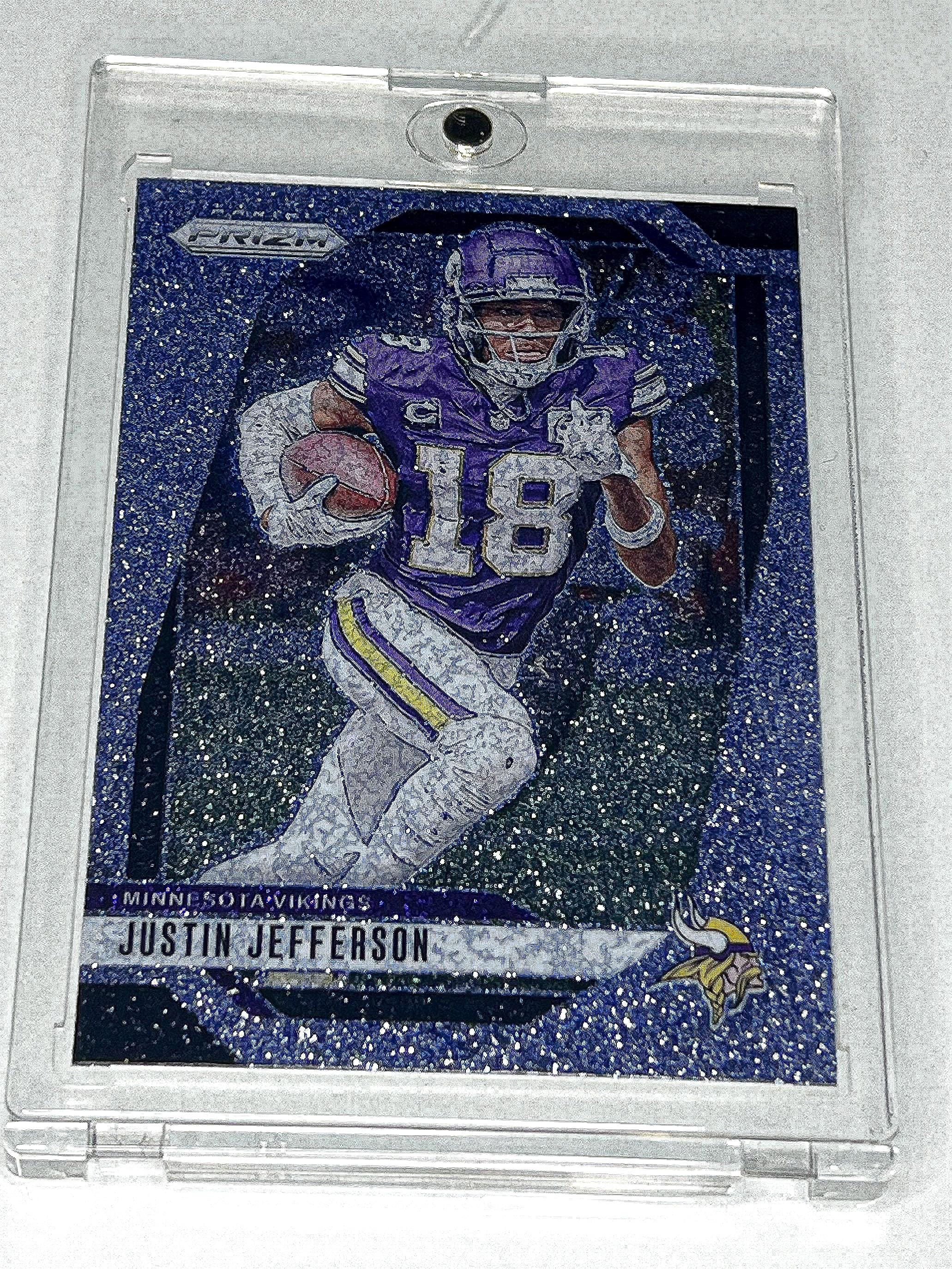 Justin Jefferson  custom     Purple speckle real card turned into unique 1 of 1 custom back, watch video!!