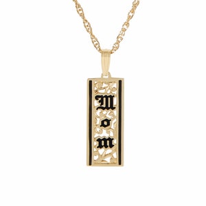 Hawaiian Style Mom Necklace | Made in Hawaii | Scroll Cut-Out Design | Hawaiian Heirloom Jewelry | 14K Gold Glaze Silver