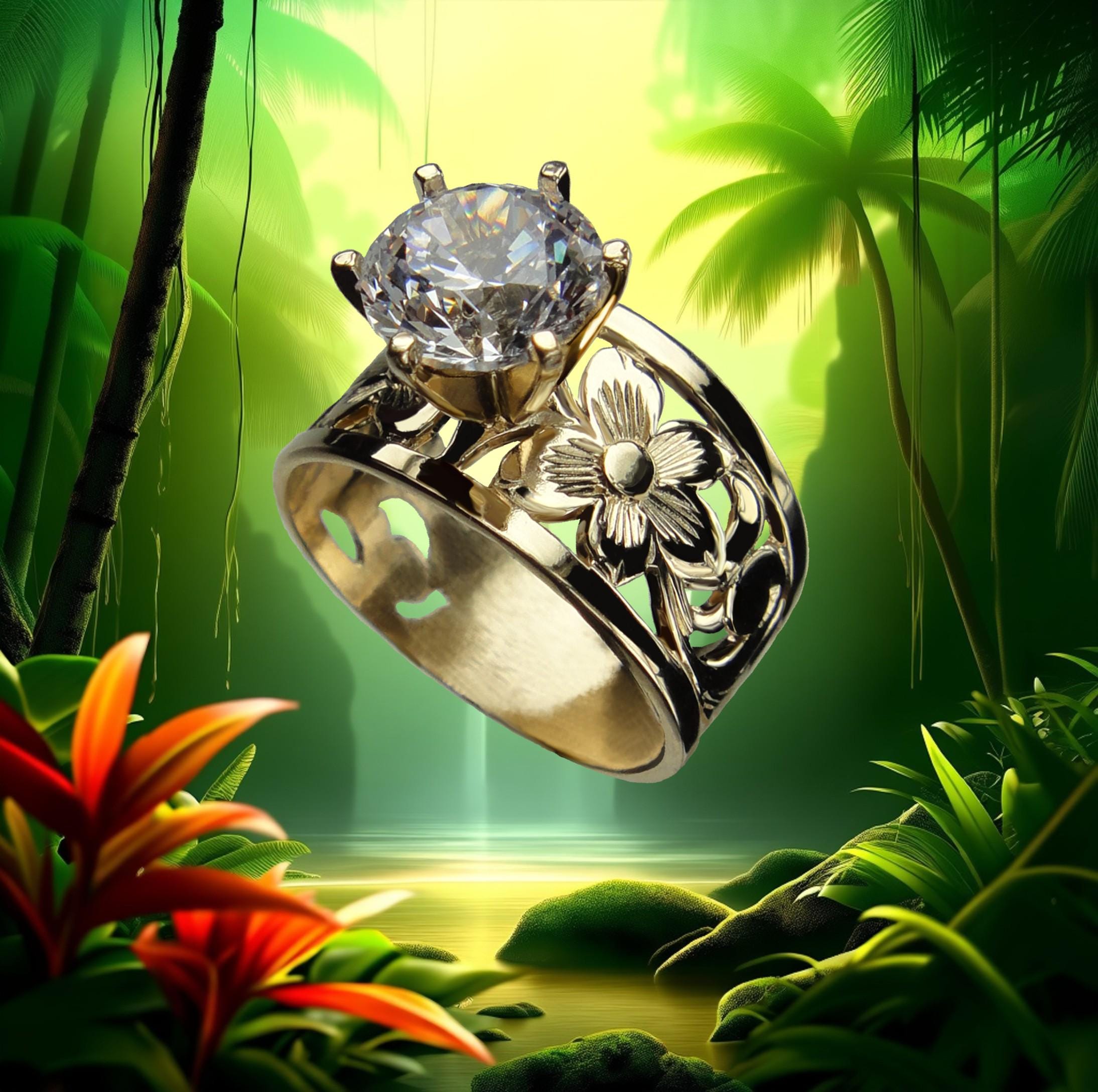 Cubic Zirconia Hawaiian Ring - Etsy