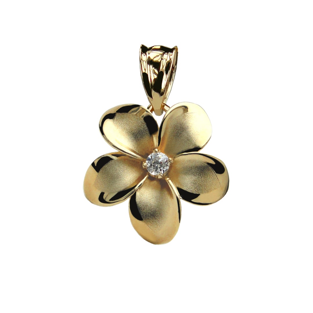 The Original Hawaiian Plumeria Pendant: Made in Hawaii, 14K Gold