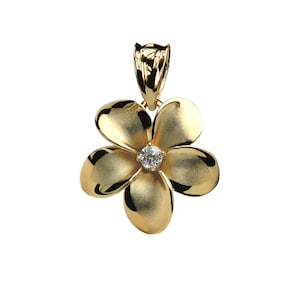The Original Hawaiian Plumeria Pendant | Made in Hawaii | Hawaiian Heirloom Jewelry | 14K Gold Glaze Silver