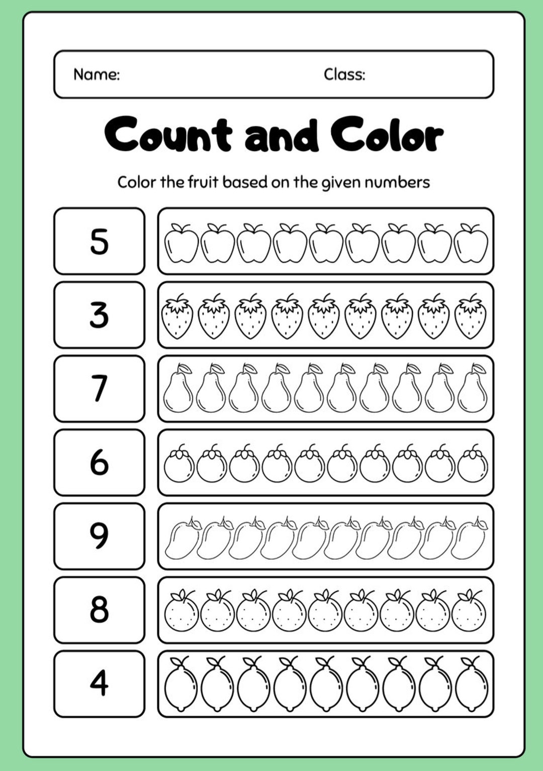 Count and Colour Maths Worksheet - Etsy