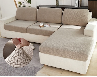 Sofa Cover Elastic Fittted Slipcover For Couch Protection - Sofa Saver Pro - Classic Herringbone Pattern