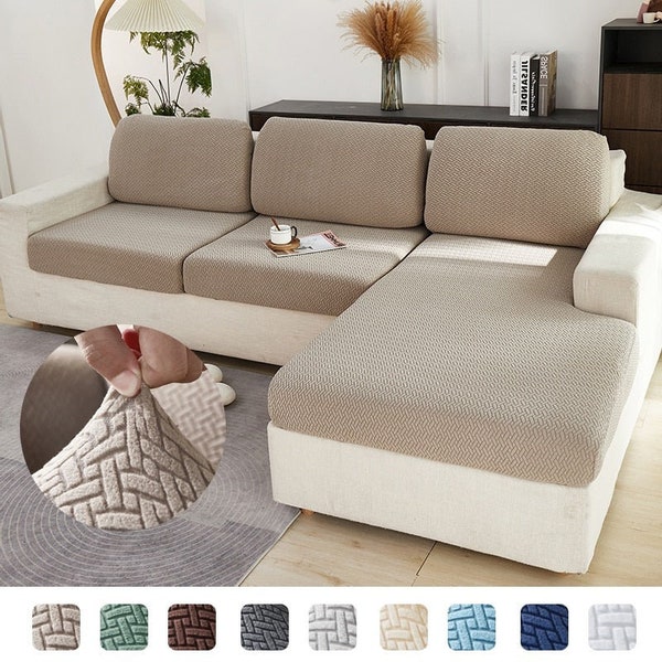 Sofa Cover Elastic Fittted Slipcover For Couch Protection - Sofa Saver Pro - Classic Herringbone Pattern