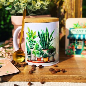 Plant Mug for Coffee and Tea, Monstera Coffee Mug, Plant Lady Mug Plant Mom Planter Mug Plant Lover Gift Idea Gardening for Mothers Day Gift
