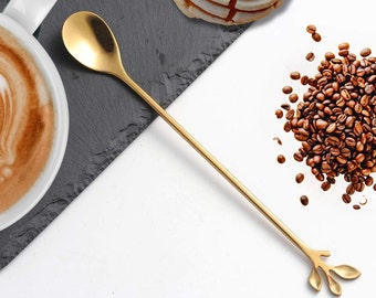 Stainless Steel Coffee Spoon, Cocktail Stirring Spoons for Coffee Tea Cappuccino, Gold Teaspoon, Ice Tea Spoon, Cute Stirring Spoon