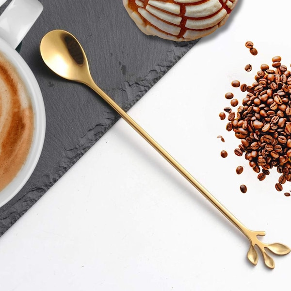 Stainless Steel Coffee Spoon, Cocktail Stirring Spoons for Coffee Tea Cappuccino, Gold Teaspoon, Ice Tea Spoon, Cute Stirring Spoon