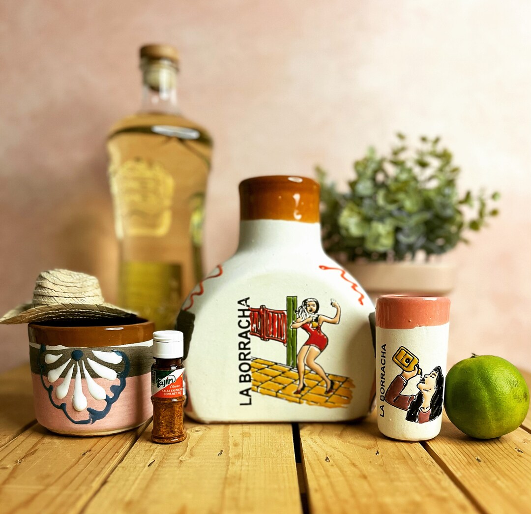 Hand Painted Tequila Decanter Set 8 Piece Tequila Set Tequila Gifts for