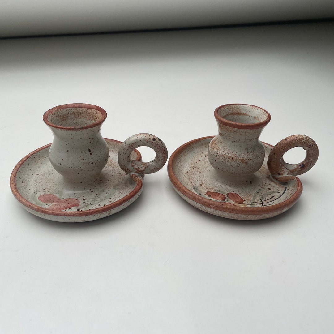Old Gray Ceramic Candle Holders Vallauris Etsy