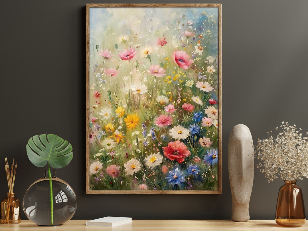Cottage Wildflowers Canvas Print: Vintage Floral Wall Art - Etsy