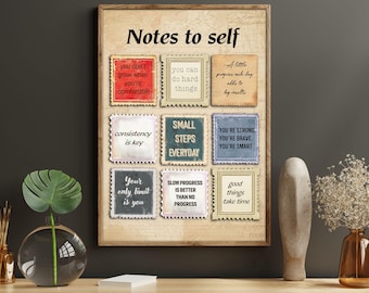 Notes To Self Canvas Print: Motivational Wall Art Decor