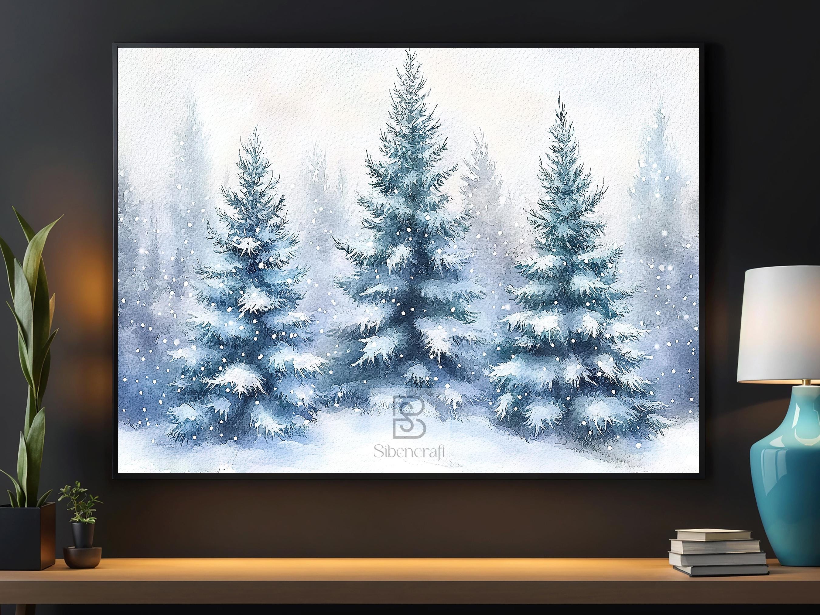 Snowy Pine Trees Canvas Print, Winter Forest Landscape Poster - Etsy