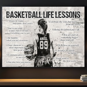 Impression sur toile personnalisée de leçons de vie de basket-ball, impression d'affiche de basket-ball, cadeau de basket-ball pour fille